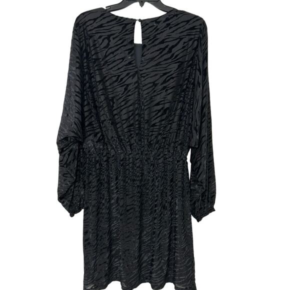 Ariat Black Shadow Mini Dress Velvet Burnout Animal Print Dolman Sleeves New Lrg - Picture 5 of 16